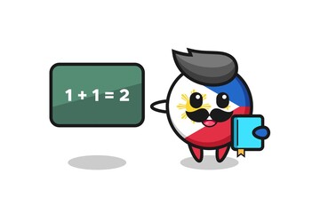 Illustration of philippines flag badge character as a teacher