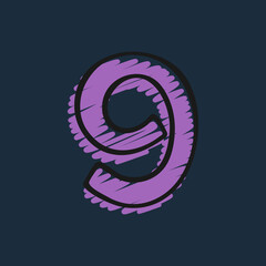 Number nine logo hand-drawn with felt-tip and marker strokes.