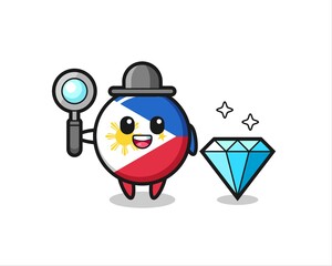 Illustration of philippines flag badge character with a diamond