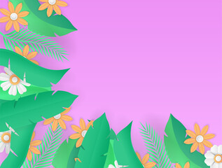 Exotic leaves frame. Tropical leaf border, nature summer frames and luxury palm leaves borders vector design background