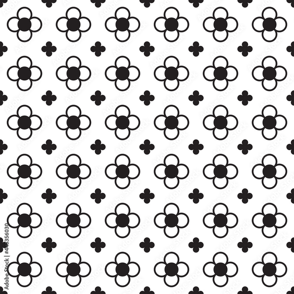 Poster black and white flower seamless design for pattern and background