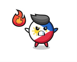 philippines flag badge character cartoon with angry gesture