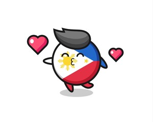 philippines flag badge character cartoon with kissing gesture