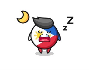 philippines flag badge character illustration sleeping at night