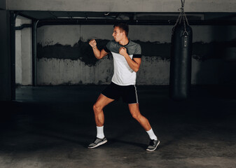 Fighter boxer training box in garage