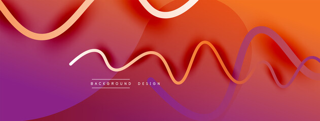Abstract gradient background with wave line with shadow effect. Geometric composition. 3D shadow effects and fluid gradients