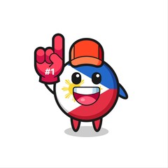 philippines flag badge illustration cartoon with number 1 fans glove