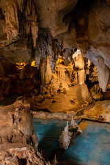 Wat tham Pu Wa temple in the cave in Kanchanaburi, Thailand