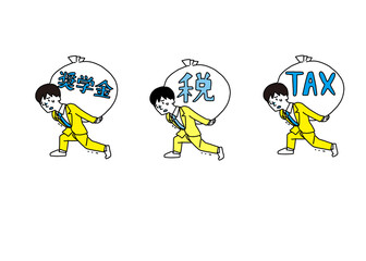 重荷を抱える男性のイラストセット