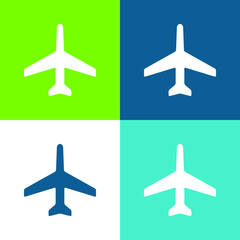 Airplane Pointing Up Flat four color minimal icon set