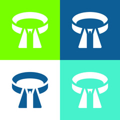 Belt Flat four color minimal icon set