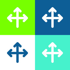 Arrows Group Pointing To Three Directions Flat four color minimal icon set