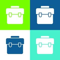 Bag Flat four color minimal icon set