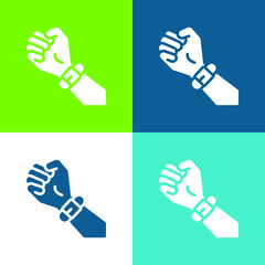 Band Flat four color minimal icon set