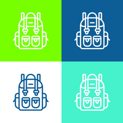 Backpack Flat four color minimal icon set