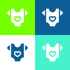 Baby Clothes Flat four color minimal icon set