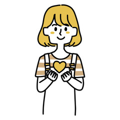 手にハートを持っている主婦