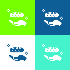 Bread Flat four color minimal icon set