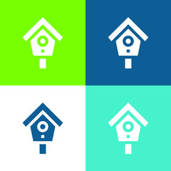 Bird House Flat four color minimal icon set