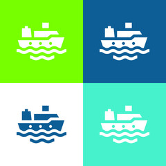 Obraz premium Boat Flat four color minimal icon set