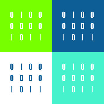 Binary Data Numbers Flat four color minimal icon set