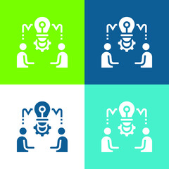Brainstorming Flat four color minimal icon set