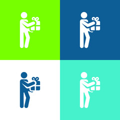 Birthday Flat four color minimal icon set