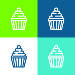 Big Cupcake With Cherry Flat four color minimal icon set