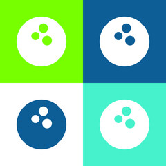 Bowling Ball Flat four color minimal icon set