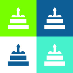 Birthday Cake Flat four color minimal icon set