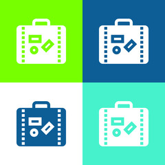 Briefcase Flat four color minimal icon set