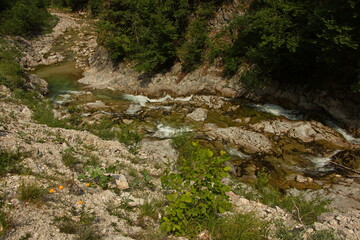 Fototapeta na wymiar River Erlauf in Oetschergraben near to the Oetscher in Austria, Europe 
