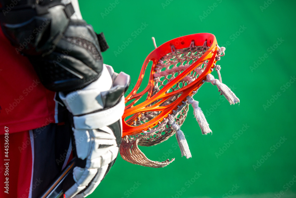 Poster Lacrosse match, players, gear on the field, american sports themed photograph.