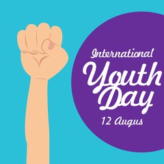 Happy Youth Day, International Youth Day 12 August 2021, card,banner or poster for international youth day.