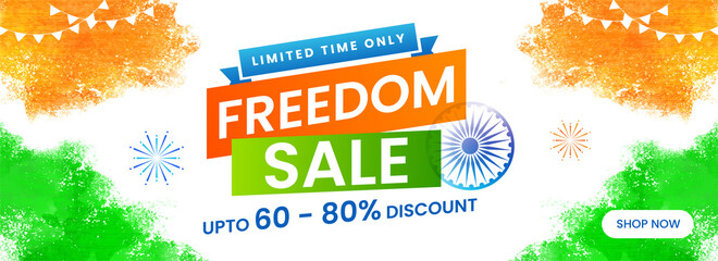 UP TO 60-80% Off For Freedom Sale Header Or Banner Design. © Abdul Qaiyoom