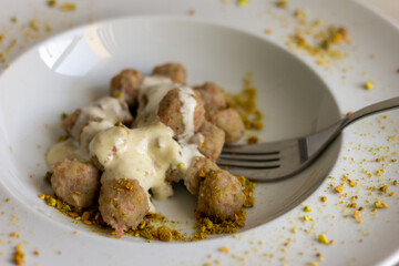 Meatballs with cream, fancy food