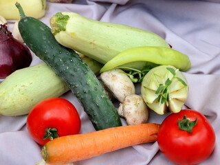 Various raw vegetables on the table as a garnish
