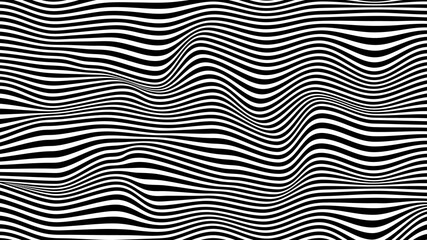 Folded Optical Illusion. Wavy monochrome linear texture. Wavy Striped Background. Vector illustration