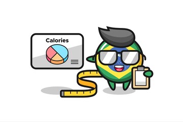 Illustration of brazil flag badge mascot as a dietitian