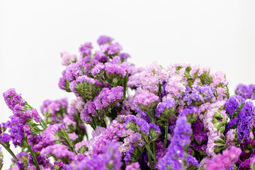 Statis dried flowers in the bouquet on basket
