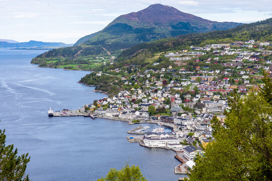 Nice aerial view to Volda, Norway