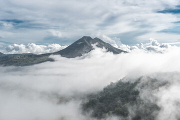 Beautiful photo of Mount Batur, Bali in a foggy, cloudy day