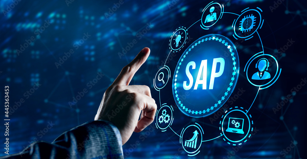 Wall mural internet, business, technology and network concept. sap system software automation concept on virtua