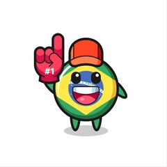brazil flag badge illustration cartoon with number 1 fans glove