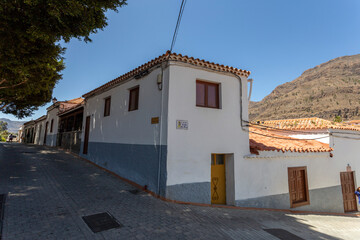 The white houses of the village Fataga in Gran Canaria