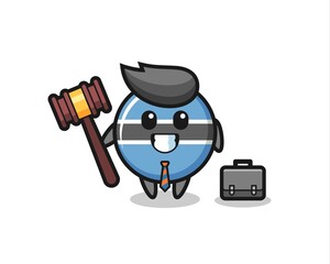 Illustration of botswana flag badge mascot as a lawyer