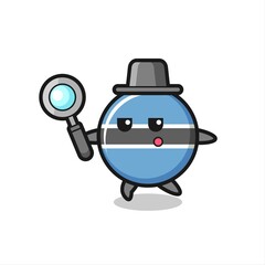 botswana flag badge cartoon character searching with a magnifying glass