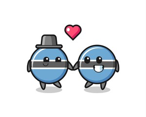 botswana flag badge cartoon character couple with fall in love gesture