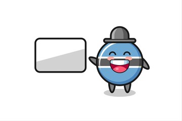 Fototapeta premium botswana flag badge cartoon illustration doing a presentation