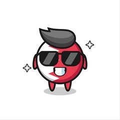 Cartoon mascot of bahrain flag badge with cool gesture